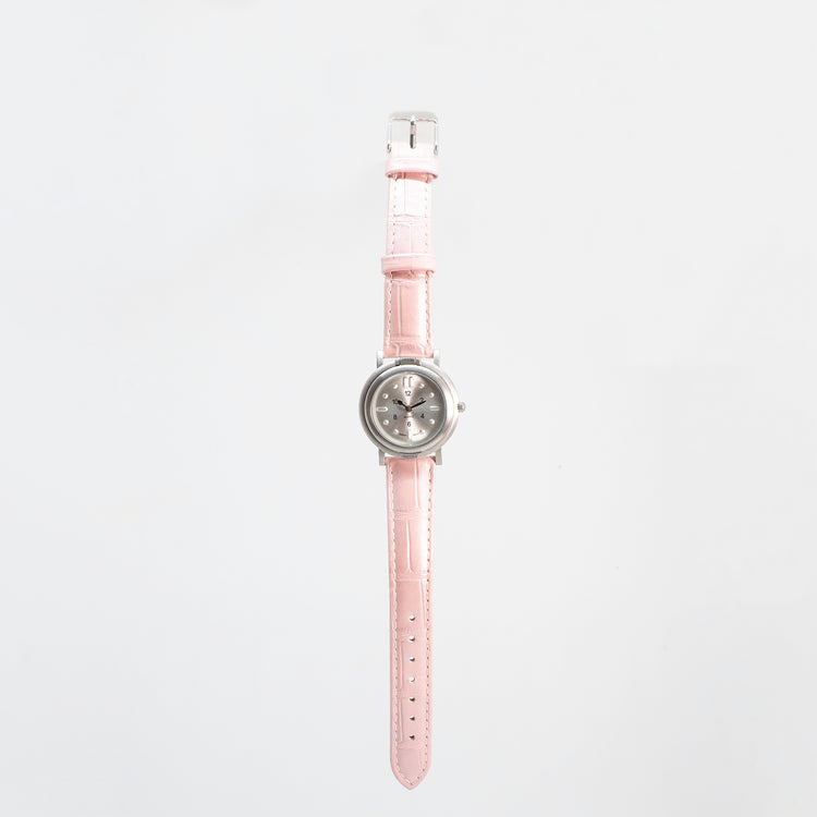 Alternative view of RNIB small tactile watch with pink leather strap