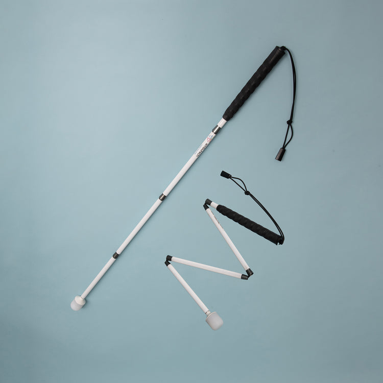 Ambutech aluminium folding long cane - roller marshmallow tip