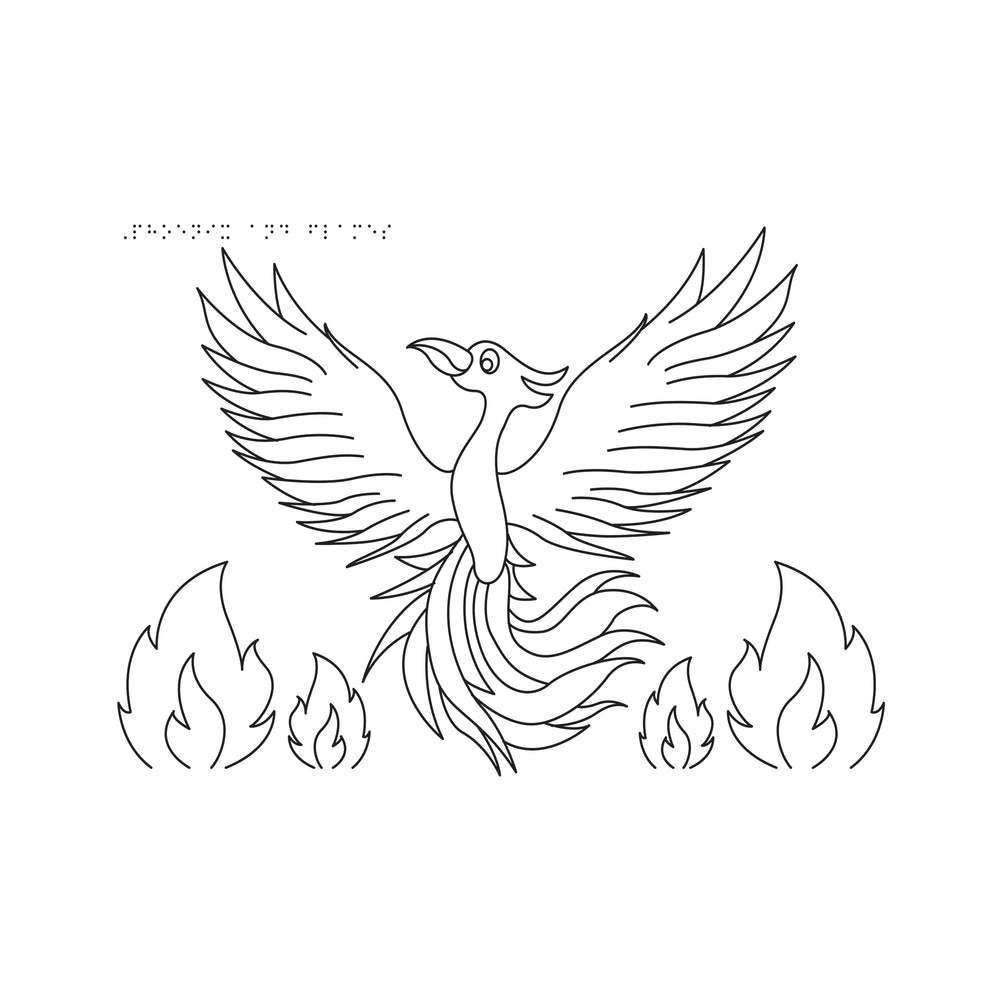 Tactile image of a phoenix for colouring in