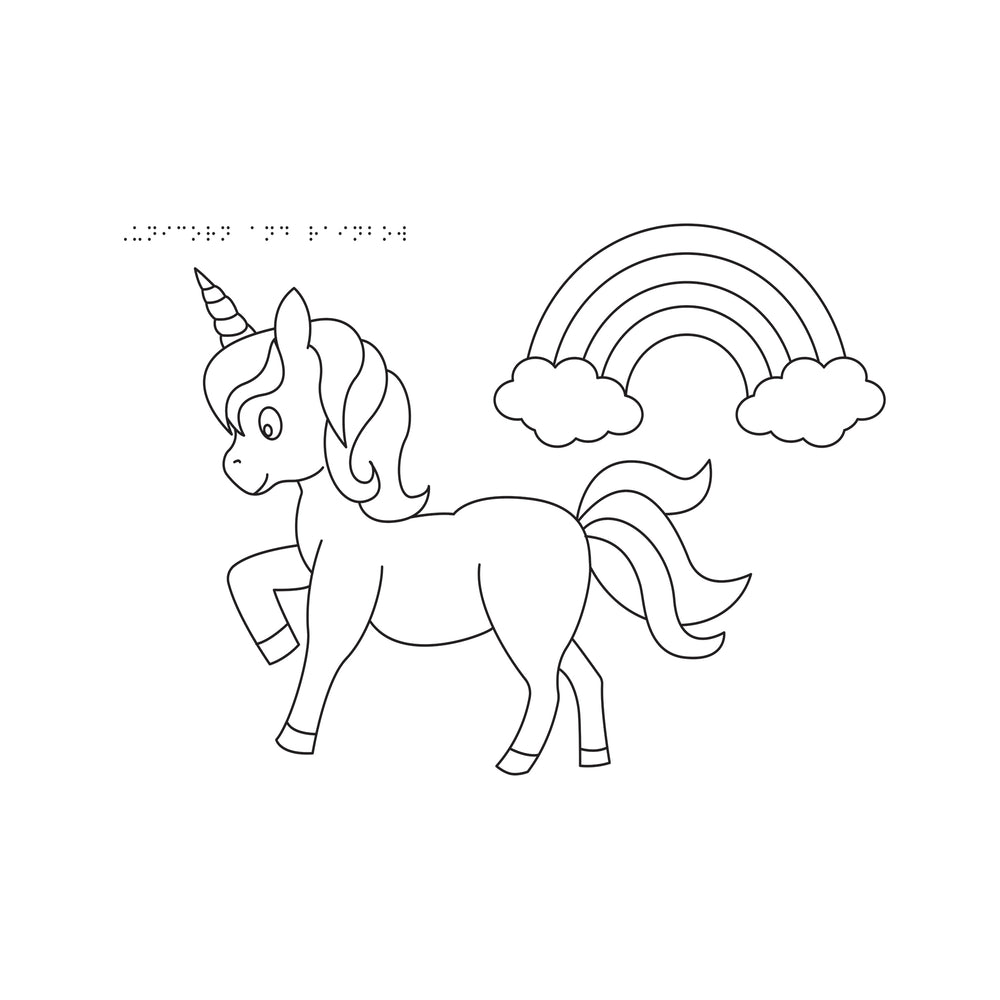 Tactile image of a unicorn for colouring in